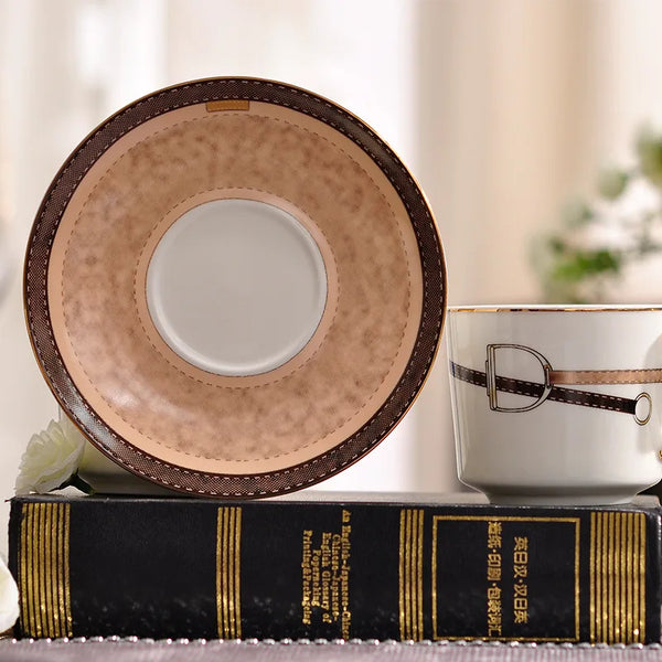 European Coffee Cup and Saucer Set Modern Tea Service for Two