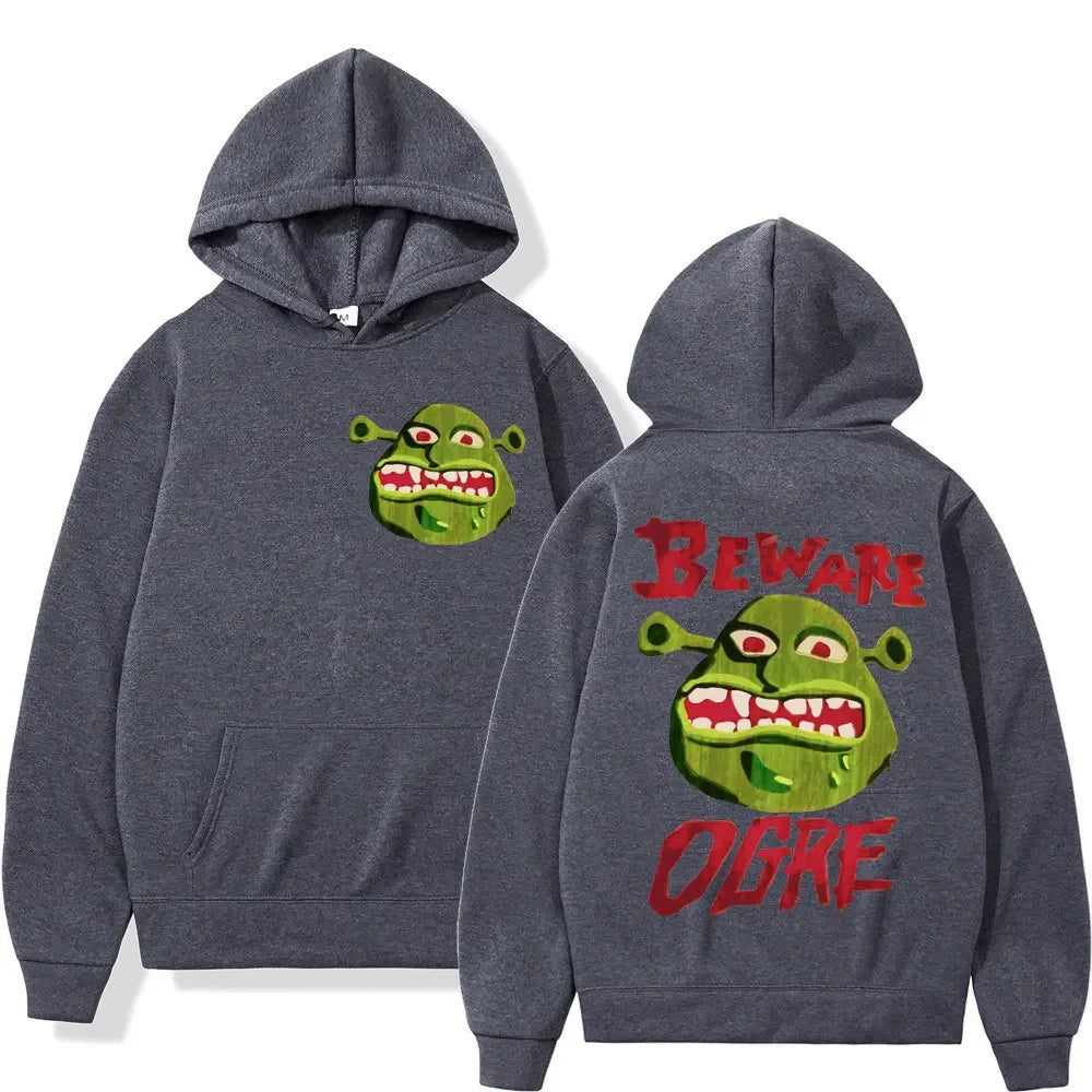 Gothic Streetwear Beware Ogre Graphic Hoodie