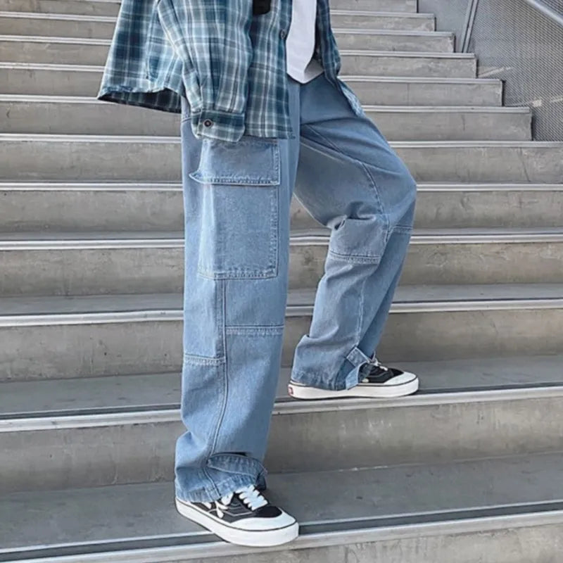 Cargo jeans Men Wide Leg Denim pants 2024 Autumn