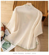 Womens Vintage Embroidered Top Cotton Linen Loose Summer Shirt