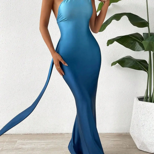 Elegant Casual Women's Skew Collar Sleeveless Ruffle Asymmetrical Dress