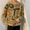 Mens Y2K Letter Print Knit Sweater Vintage Streetwear Pullover