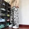 Mens Tie Dye Pants Korean Streetwear Wide Leg Black Casual Trousers