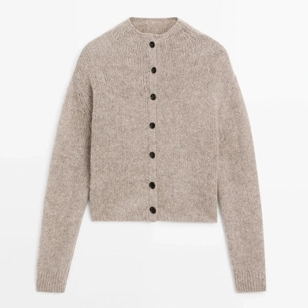 Womens Mock Neck Knit Cardigan Minimalist Spring Casual Sweater