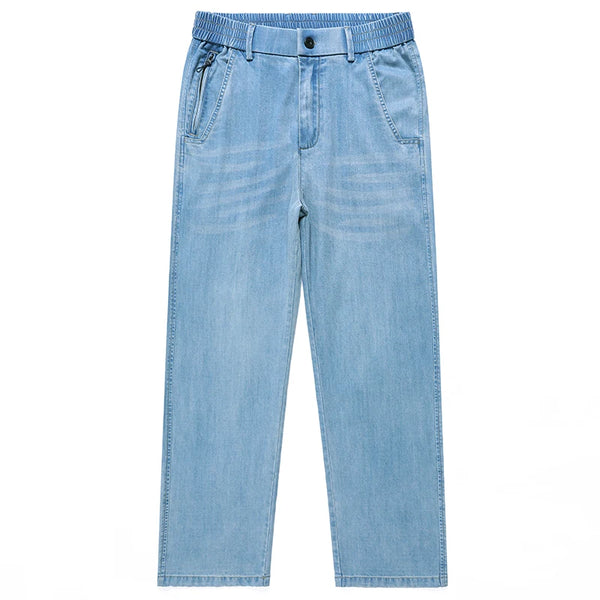 Mens Wide Leg Denim Jeans Loose Fit Stretch Waist Plus Size 38