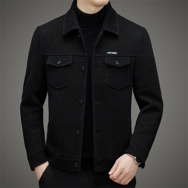 Men’s Thick Casual Jacket 2025 – High Quality Lapel Coat for Spring Autumn | Middle-Aged Dad Wear