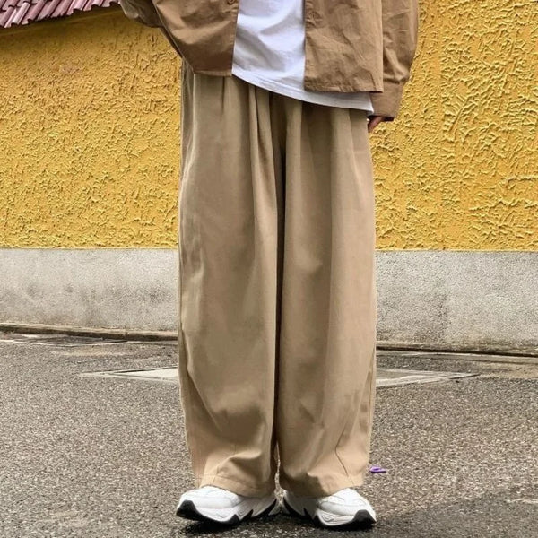 Mens Cotton Baggy Pants Wide Leg Y2K Harem Trousers Vintage