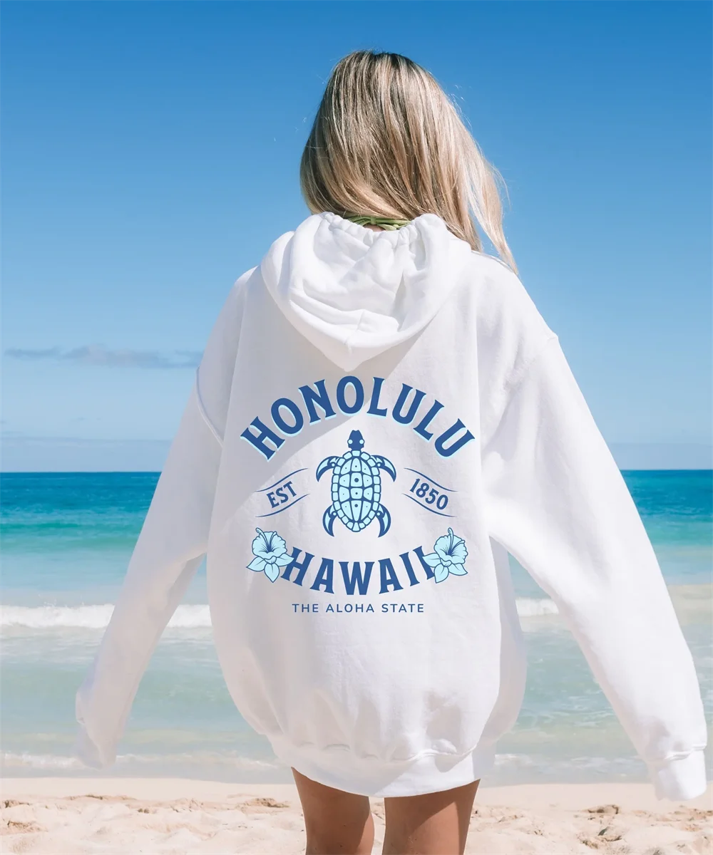 Hawaiian Hibiscus Flower Hoodie Honlulu Sweatshirt Women's Beach