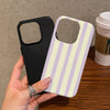 Cream Purple Stripe iPhone Case Dual Layer 13 14 15 16 17 Pro Max