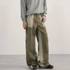 Mens Vintage Cargo Pants Contrast Patchwork Washed Straight Leg Fit