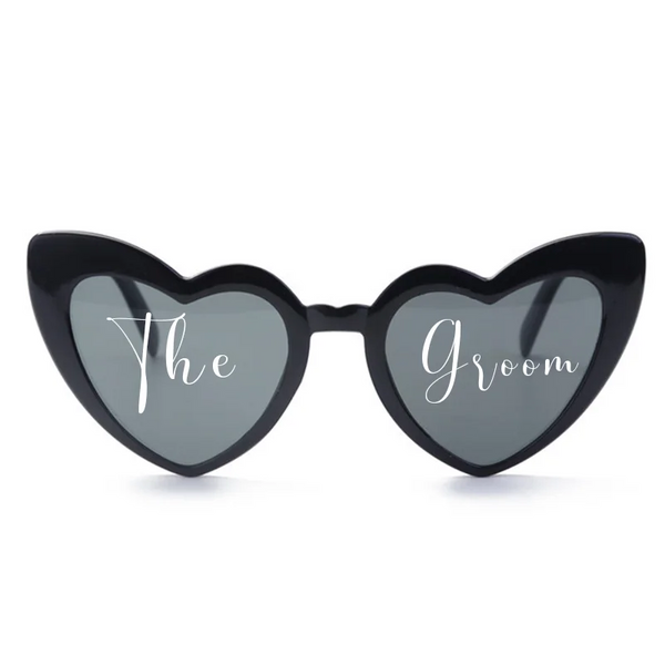 Personalised Text Wedding WhiteWedding Sunglasses Personalised Love Heart
