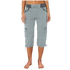 Women Cargo Capris Summer Soild Casual Pants With Pocket Drawstring
