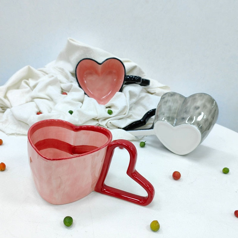 Coffee Cup Heart Mug Creative Heart Cup Ceramic Milk Cup Coffee Cups