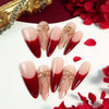 10pcs Gold Metallic 3D Press-On Almond Fake Nails