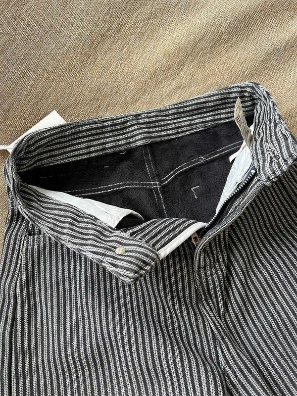 Womens Baggy Jeans Striped Y2K Velvet Lined Winter Korean Style