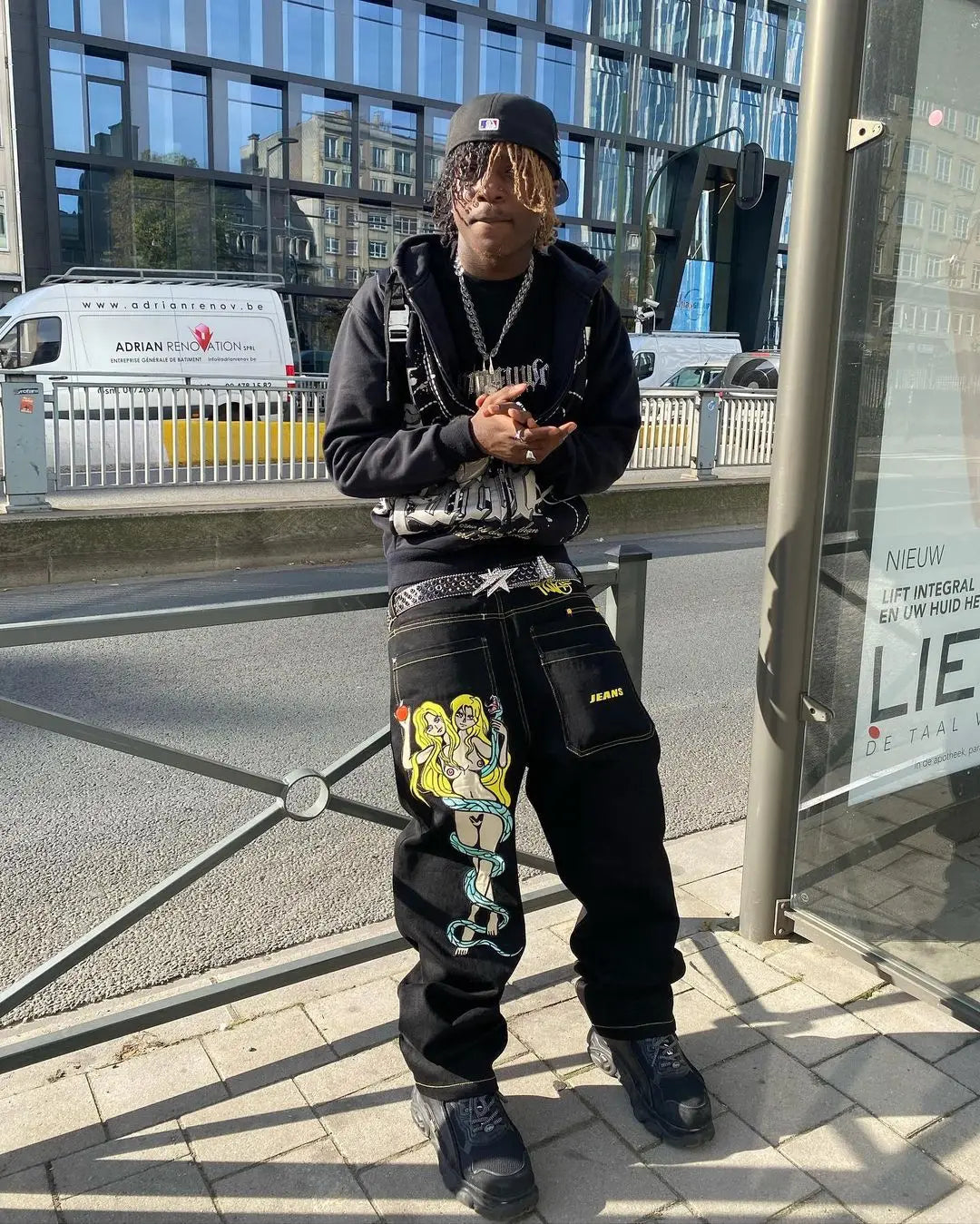 Y2K Hip Hop Devil Print Cargo Pants for Men - Vintage Baggy Jeans