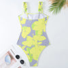 Yellow Ruffle One Piece Swimsuit with Skirt 2025