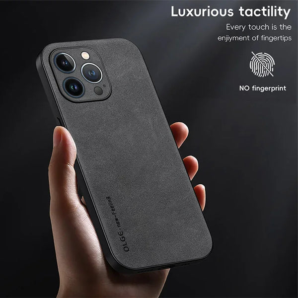 Luxury Leather iPhone Case Silicone Soft Shockproof Protection Cover