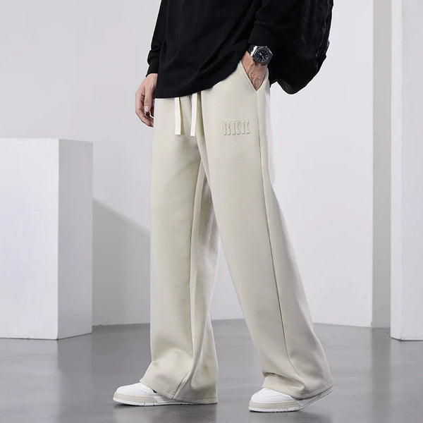 Mens Baggy Cotton Sweatpants Wide Straight Leg Big Size Pants