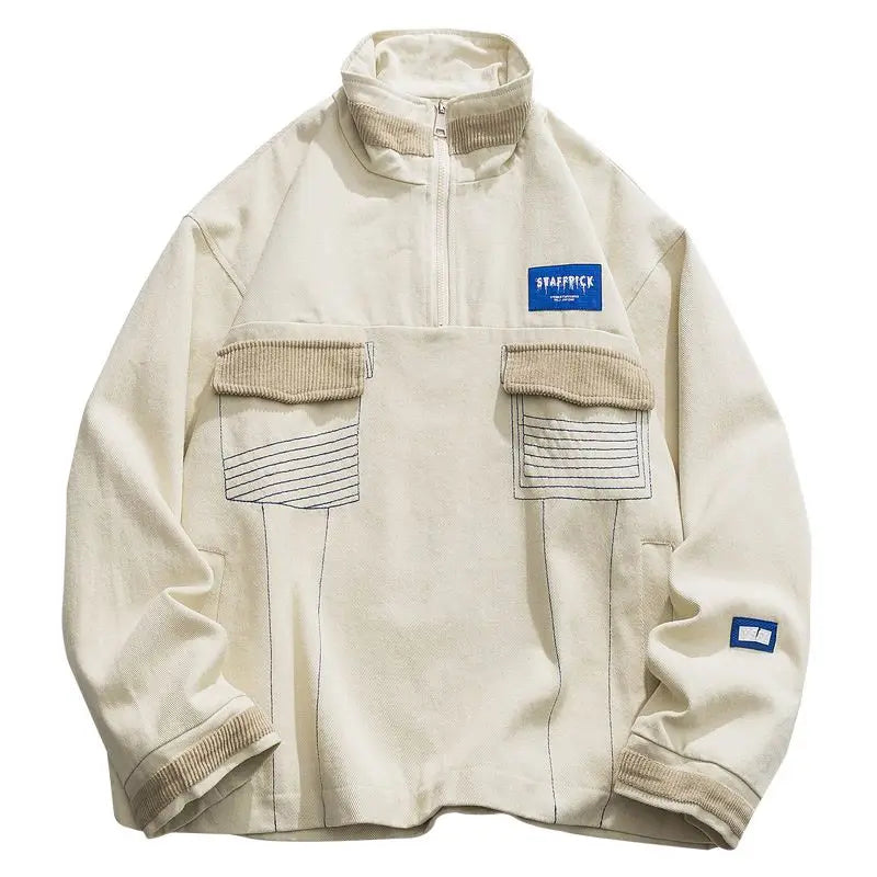 Women's Retro Half-Zip Oversized Jacket Autumn Fashion Streetwear