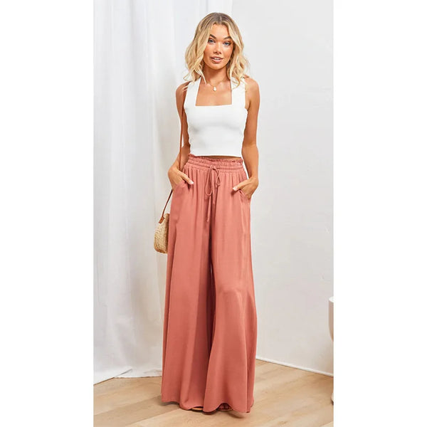 Woman Trousers autumn/winter wide-legged Pants Tall Waist Drawstring
