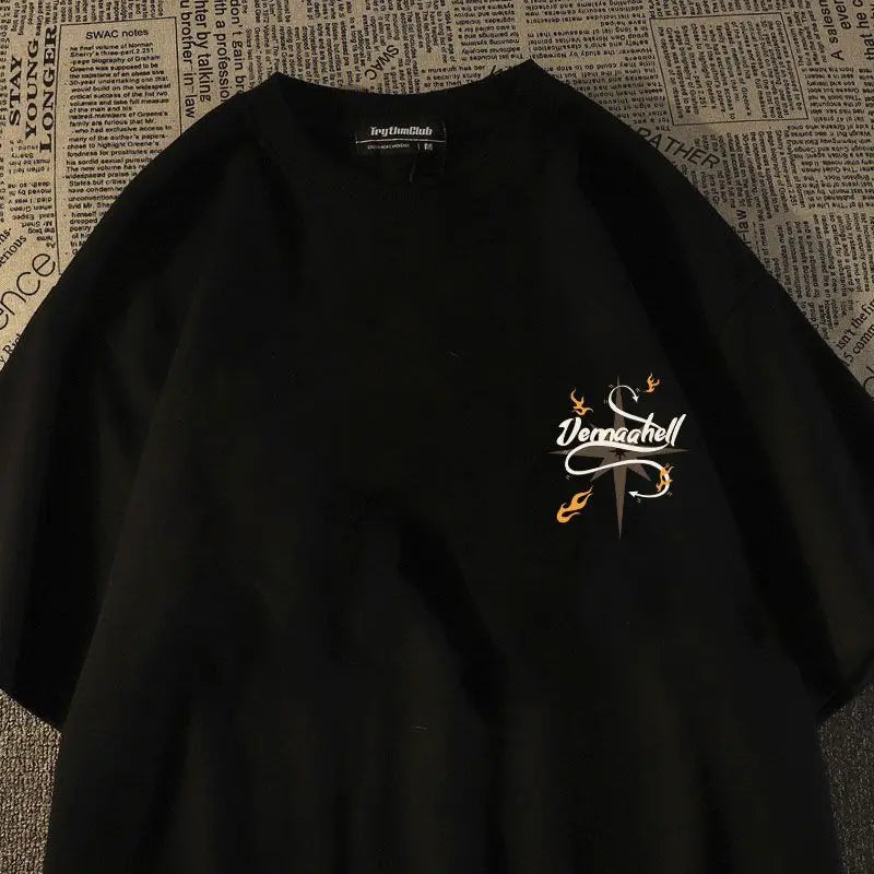 Harajuku Chic Trendy Letter Print T-Shirt Casual Style