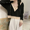 Women Color Block Sweater V Neck Layered Loose Knit Top Spring Fall