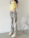 Yellow Zippered Straight Jeans Women’s High Street Flared Pants
