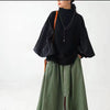 Turtleneck Sweater Women Lantern Sleeve Patchwork Pullover