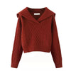 Peter Pan Collar Sweater Women Knit Pullover Long Sleeve Soft