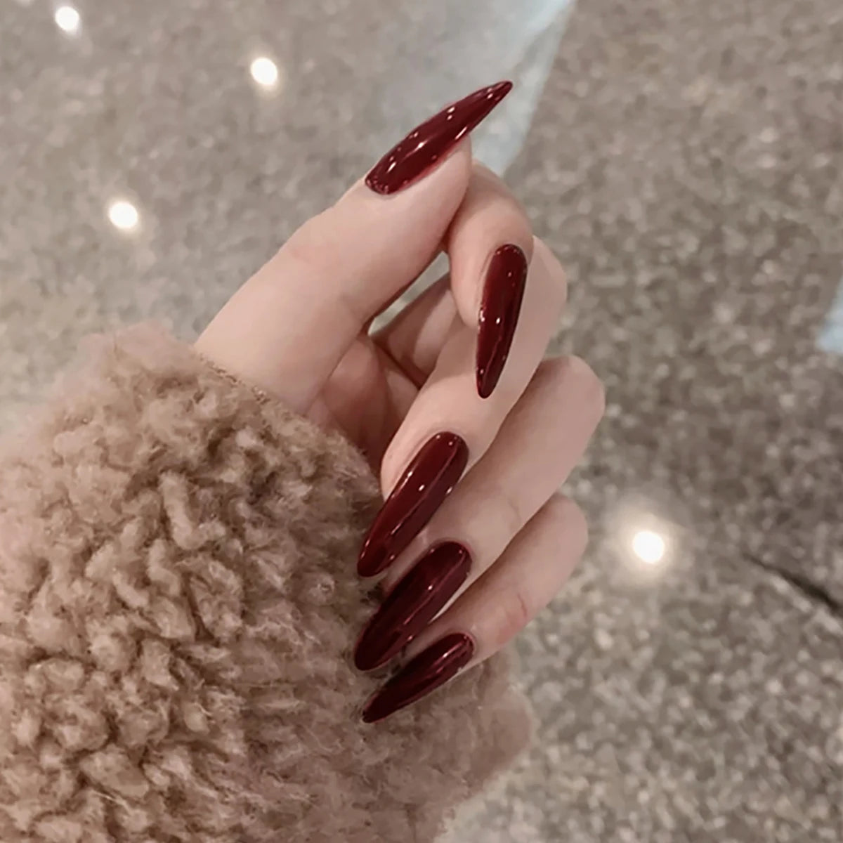 Chrome Stiletto Press On Nails Metallic Nail Tips