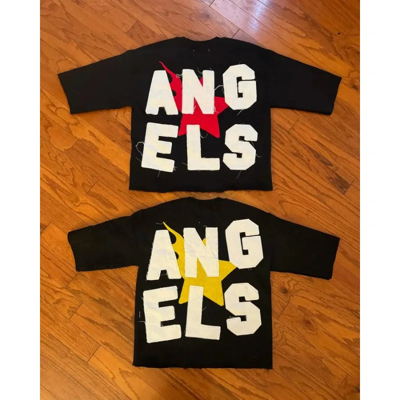 Men's Retro Harajuku Letter Print Oversized Cotton T-Shirt