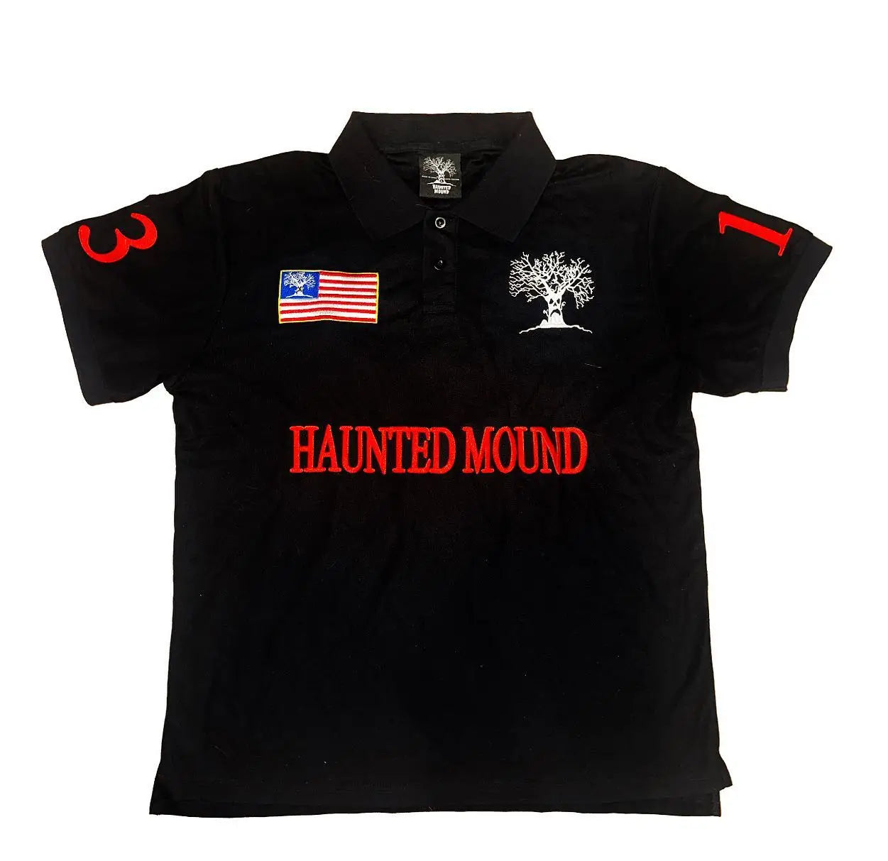 Men's Haunted Mound Polo Shirt Retro Hip Hop Embroidery Streetwear