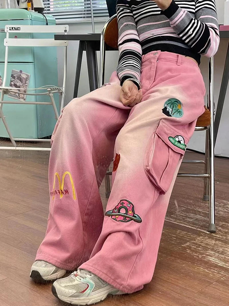 2024 Cartoon Baggy Cargo Jeans für Damen
