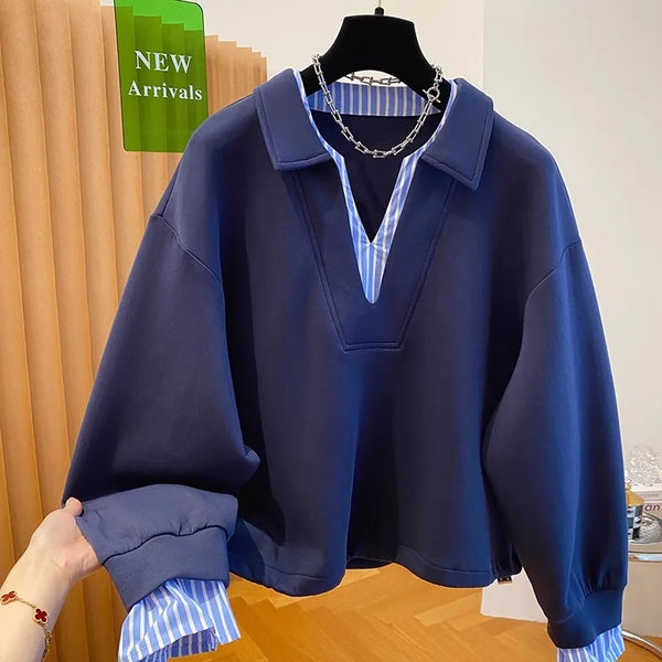 Women Oversized Hoodie Layered Look Loose Sweatshirt Fall Winter