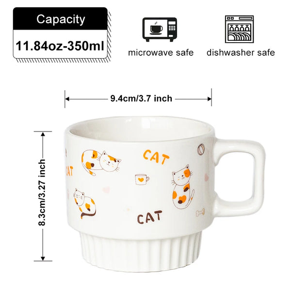 Ceramic coffee cup chocolate milk cup tea cup mug cute cat design