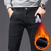 Mens Fleece Lined Jeans Cargo Pocket Straight Leg Winter Warm Denim