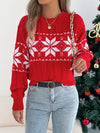 Womens Snowflake Christmas Sweater Contrast Color Knit Pullover Winter
