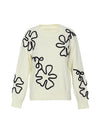 Women's Flower Print Color Block round Neck Casual Sweater Long Sleeve