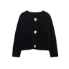 Women's Knit Cardigan Sweater - Gold Buttons & Patch Pockets
