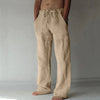 Men's Cotton Linen Long Pants Solid Color Breathable Linen Trousers