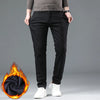 Mens Thick Fleece Lined Pants Slim Fit Winter Warm Business Casual