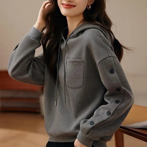 Womens Velvet Sweatshirt Oversized Structure Design Casual Fashion
