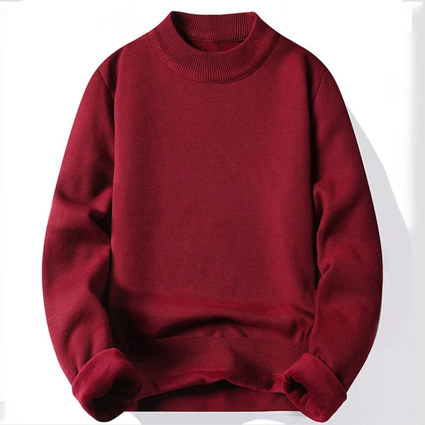 Mens Fleece Lined Mock Neck Sweater Thick Warm Knit Pullover