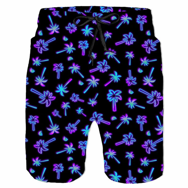 Colorful Graffiti Swim Trunks Men 80s 90s Street Style Pants