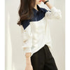 Womens Collared Pullover Shirt Long Sleeve Button Rivet Detail Top Work