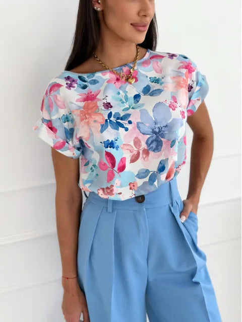 Floral Print Summer Blouse – Casual Loose Fit for Women 2025