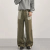 Mens Vintage Cargo Pants Contrast Patchwork Washed Straight Leg Fit