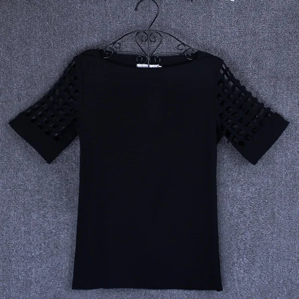 Off Shoulder Blouse Women Hollow Sleeve Summer Loose Top