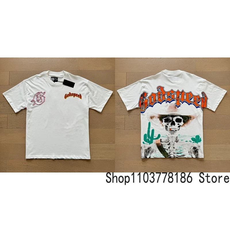 White Godspeed Tee Unisex Classic Holiday Scenery Print T-Shirt